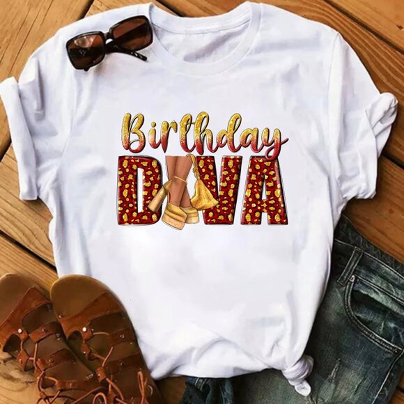 Birthday Diva Causal Soft Cotton Unisex Tee Shirt - Picture 1 of 1